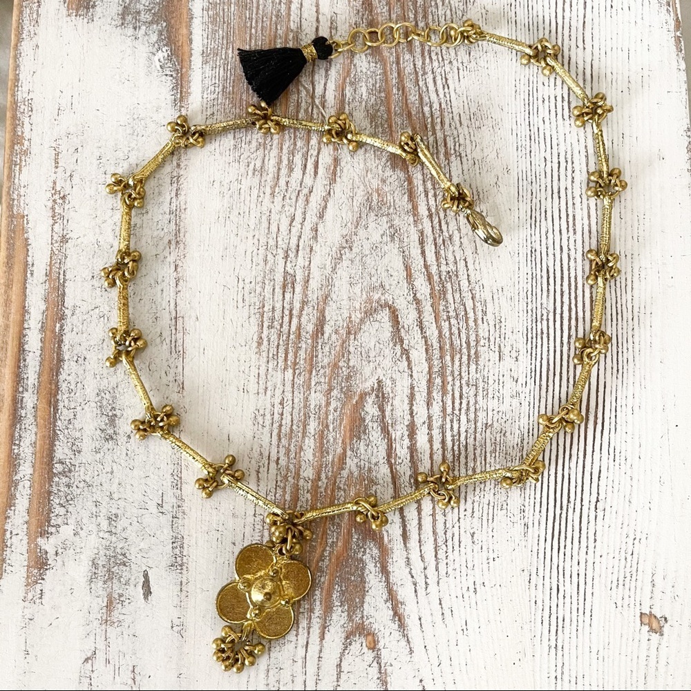 Boho Chic Flower Antique Gold Necklace